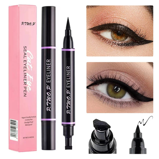 P.TWO.P Stamp Eyeliner Crayon 1 Pcs Double-end Imperméable À Séchage Rapide Longue Durée Eyeliner Liquide Maquillage Yeux Outil De Cosmétiques