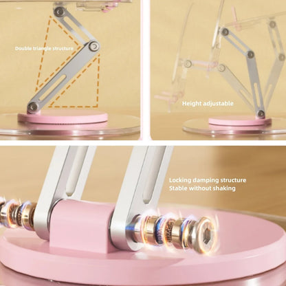 Support de téléphone portable transparent rotatif à 360° Support plat multifonctionnel Support de téléphone portable rétractable
