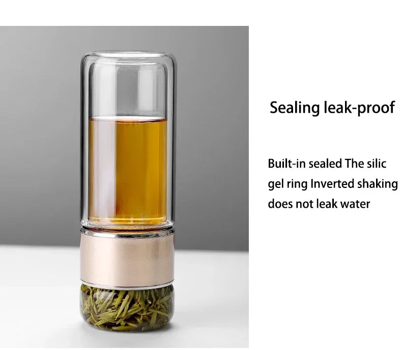 430ml Glass Tea Infuser Bottle Tea Flood Cup.