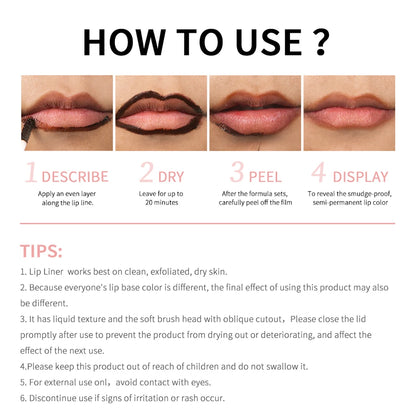 Crayon à lèvres hautement pigmenté Tatouage Matte Peel Off Améliorer le liner pour les lèvres Lasting Lip Stain Waterproof 4Colors Transfer-proof Lipstic