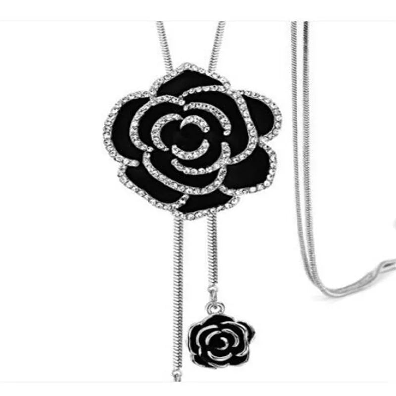 Collier Pendentif Fleur BYSPT – Couleur Argent & Imitation Perle