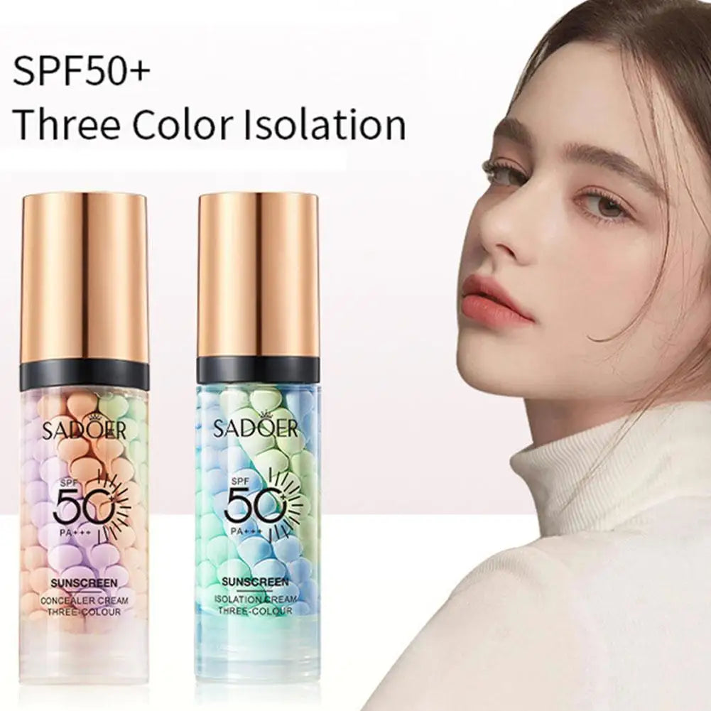 Apprêt de maquillage pour le visage Crème tricolore Contour Isolation des couleurs.