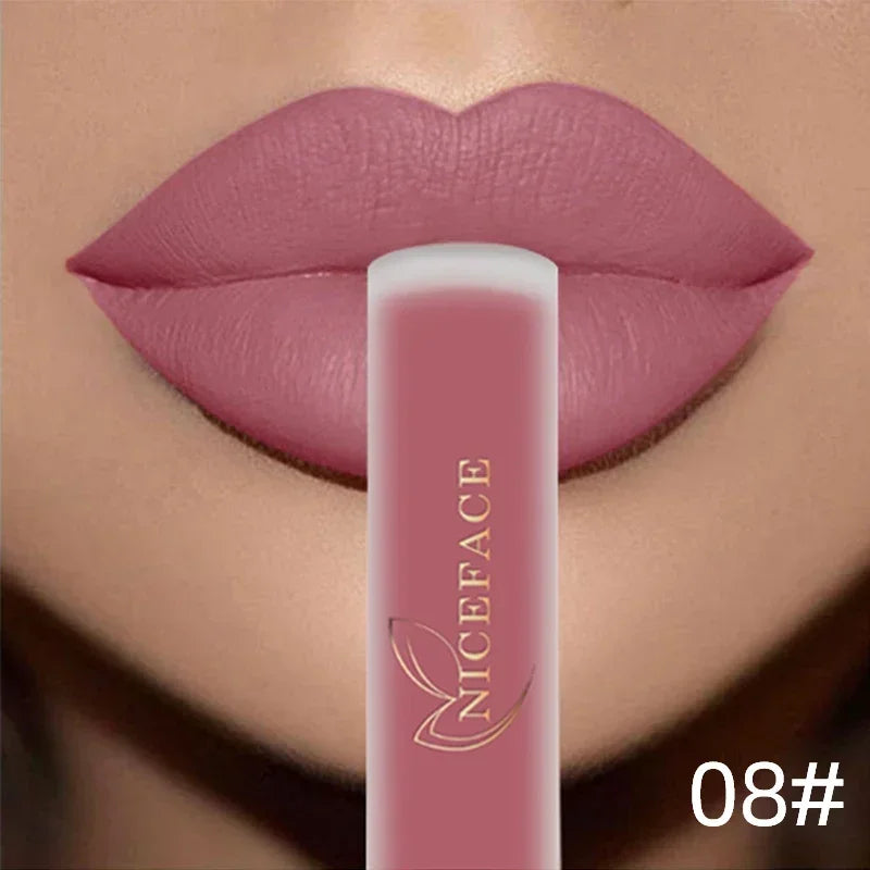 NICEFACE Hot Color Lip Gloss Waterproof Matt Lipgloss Lasting Nude Liquid Lipstick Cosmetic Sexy Women Lip Tint Makeup Lip Stain