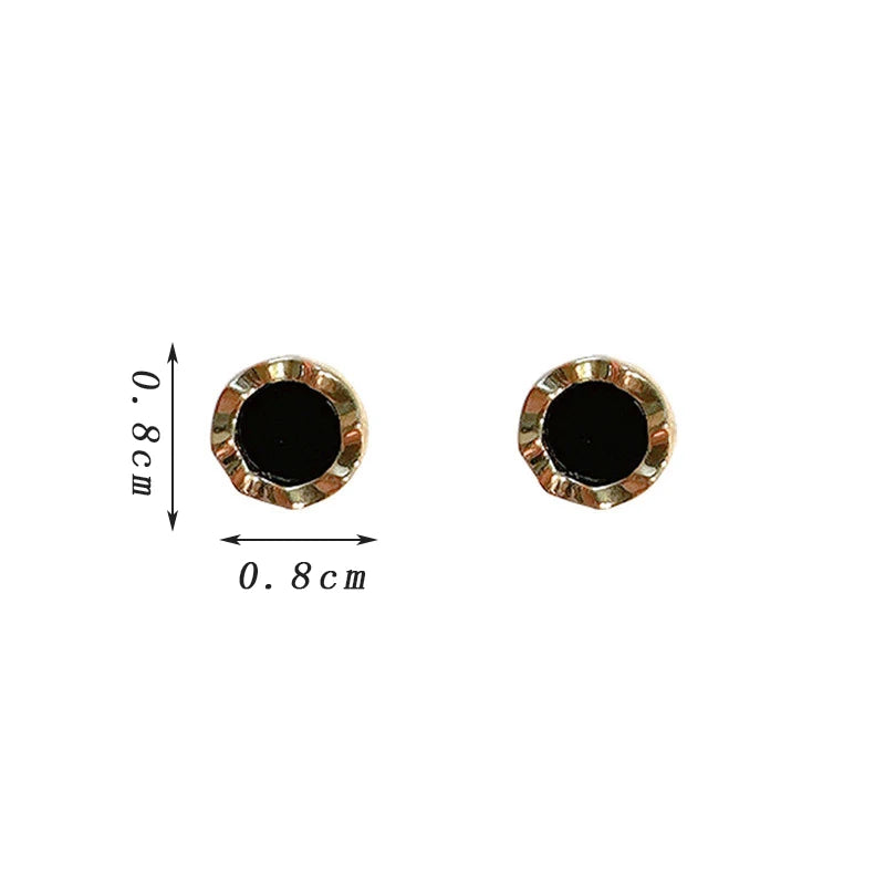 Classic Black Round Small Stud Earrings for Women Golden Color Simple Geometry Girls Trendy Earrings Punk Jewelry Gift