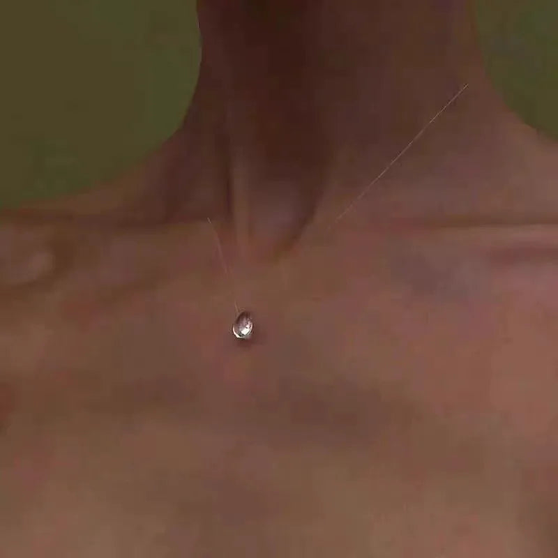 Collier et boucles d'oreilles en forme de goutte d'eau transparente, minimaliste