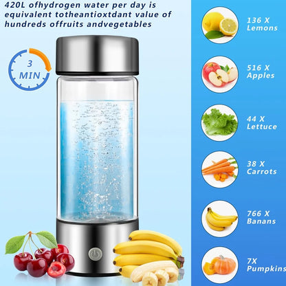 420ml bouteille d'eau riche en hydrogène portable rechargeable USB.