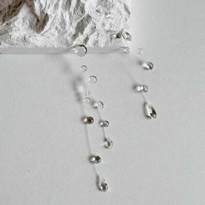 Collier et boucles d'oreilles en forme de goutte d'eau transparente, minimaliste