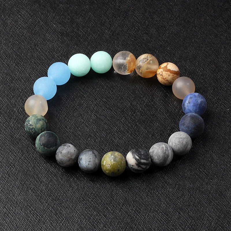 🌌 Bracelet Galaxie – 8 Planètes du Système Solaire & Étoile Gardienne
