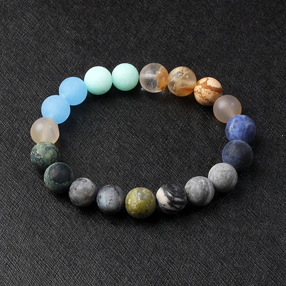 🌌 Bracelet Galaxie – 8 Planètes du Système Solaire & Étoile Gardienne
