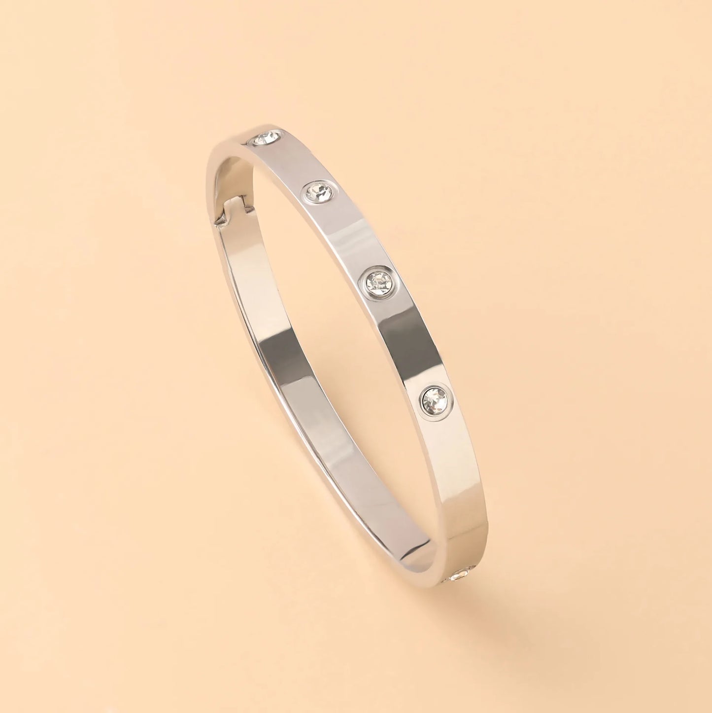 Bracelet tendance en acier inoxydable et oxyde de zirconium pour femme et homme,résistant à la lumière.