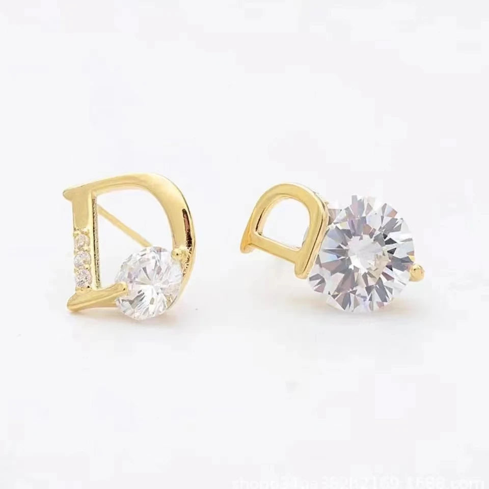 Boucles d'oreilles lettre D pour femmes Boucles d'oreilles en zircon brillant  Bijoux unique