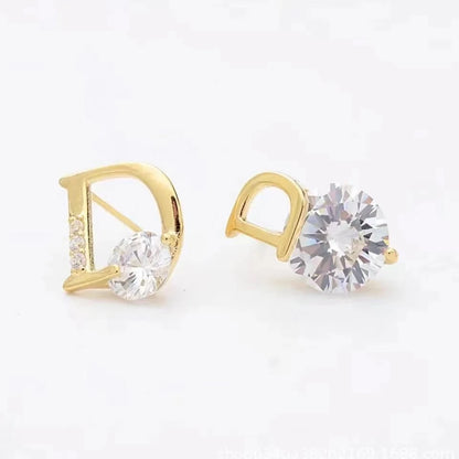 Boucles d'oreilles lettre D pour femmes Boucles d'oreilles en zircon brillant  Bijoux unique