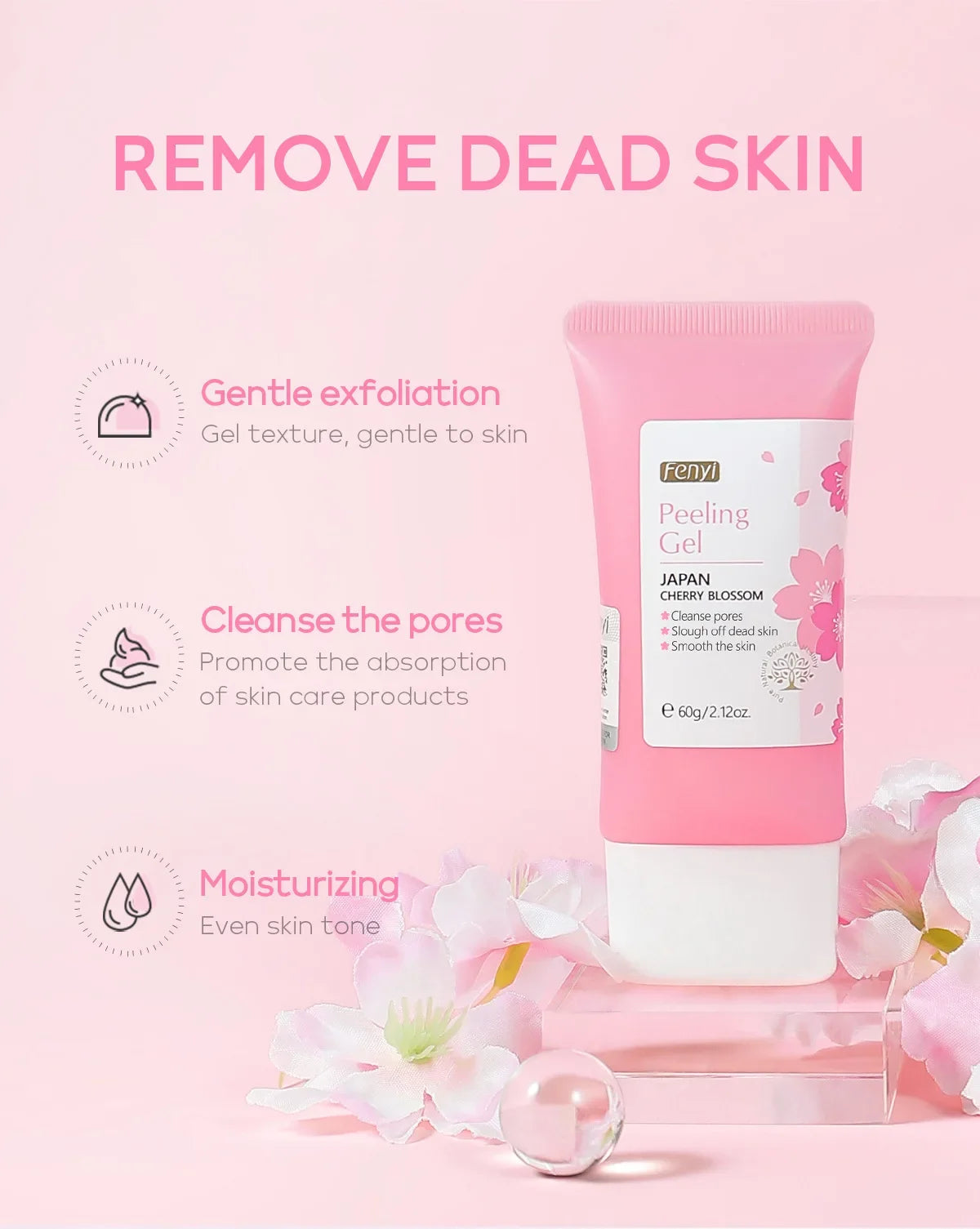 Gel exfoliant nettoyant en profondeur pour le visage LAIKOU, hydratant  60 g