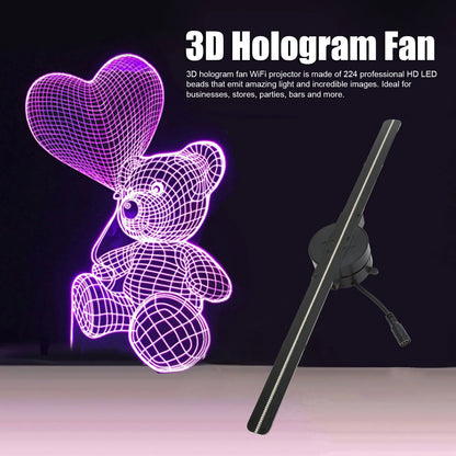 Ventilateur d'hologramme 3D 16.5in 2000x224 Projecteur 3D WiFi avec 224 perles lumineuses LED pour la publicité.