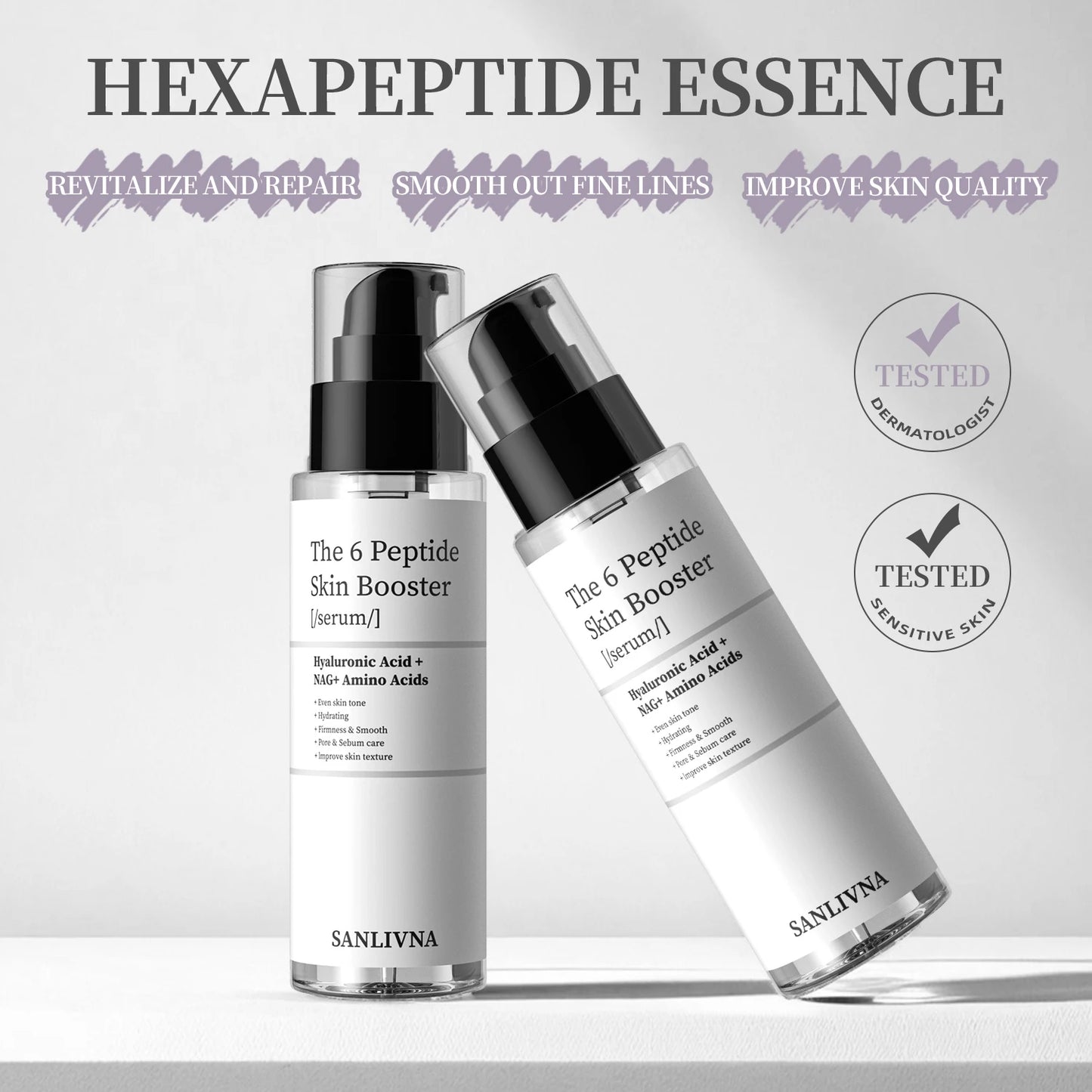 6 Peptide Essence L'ensemble de soins de la peau rafraîchissant.