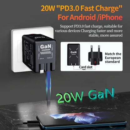 Chargeur 2-en-1 GaN 120W – Câble rétractable Type-C & Lightning | Adaptateur Portable Universel (F3)