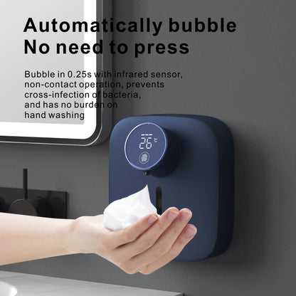 Distributeur de savon automatique mural multifonctionnel rechargeable USB Capteur infrarouge Distributeur de savon en mousse à affichage numérique LED