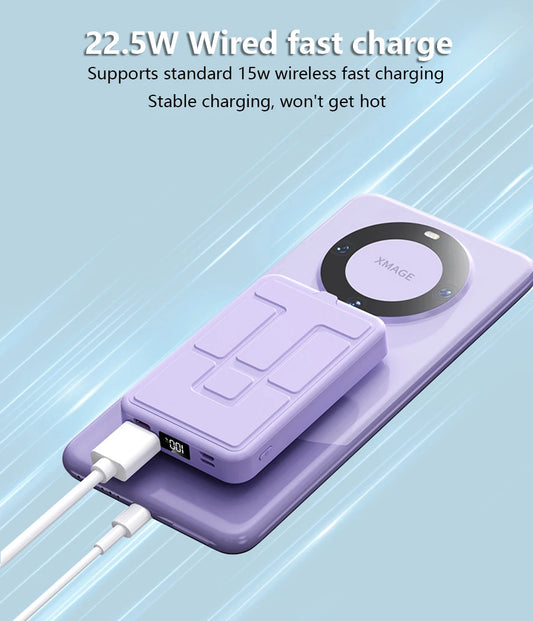 Powerbank 10000mAh Sans fil PD15W / PD22.5W Conception de support d'alimentation Charge rapide pour iphone