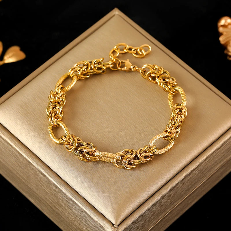 EILIECK Bracelet Torsadé en Acier Inoxydable 316L – Plaqué Or 18K, Étanche & Tendance Femme