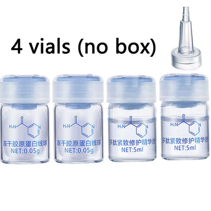 Sérum coréen pour le visage à base de protéines de soie hydrolysées et de collagène.