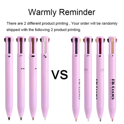 Ensemble de 4 couleurs de crayon à lèvres, d’eye-liner et de crayon à sourcils, contours des lèvres,multifonctionnel 4-en-1.