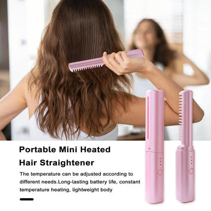 Lisseur compact pour usage domestique Peigne à lisser sans fil portable pour usage de salon de voyage Réglable pour bouclé