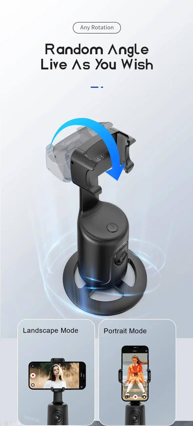 Rotation à 360 Suivi automatique du visage, trépied Smart Selfie Stick Suivi rapide, visage et des objets Cameraman Robot Mount