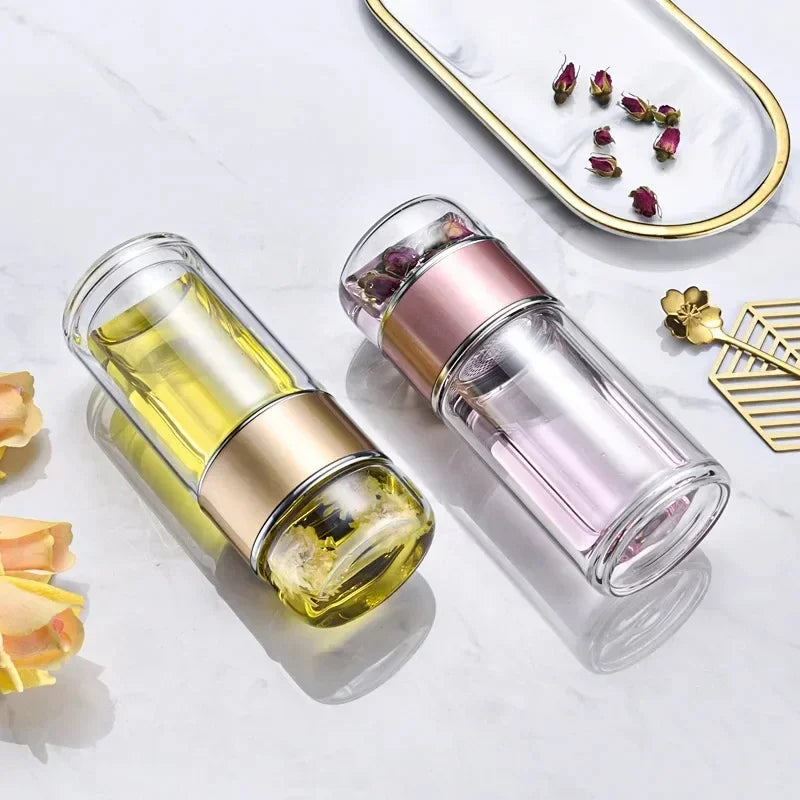 430ml Glass Tea Infuser Bottle Tea Flood Cup.