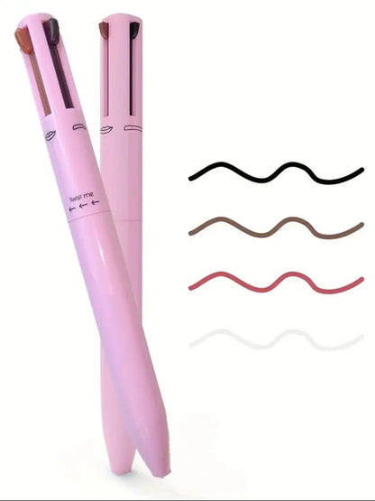 Ensemble de 4 couleurs de crayon à lèvres, d’eye-liner et de crayon à sourcils multifonctions 4-en-1