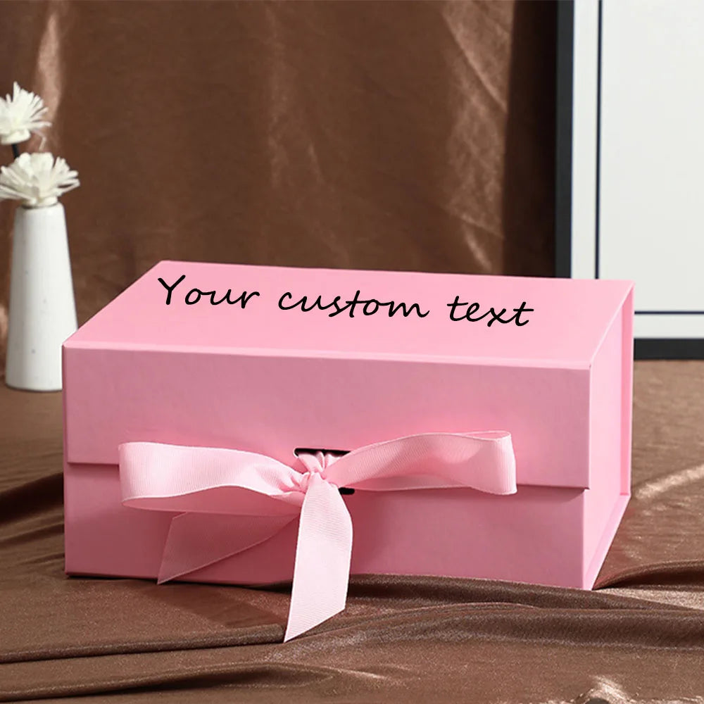 Coffret cadeau personnalisé à rabat magnétique pliable avec ruban