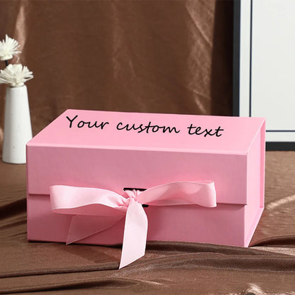 Coffret cadeau personnalisé à rabat magnétique pliable avec ruban