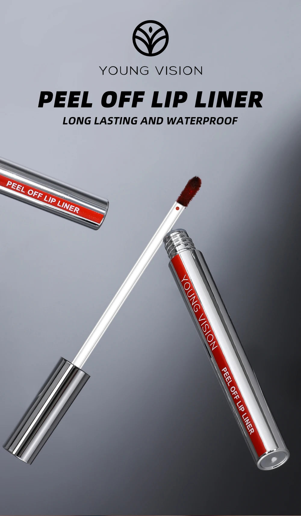 YOUNG VISION Tear-Off Lip Liner Peel-Off Lip Liner Matte Smudge-Free Hook & Loop Lip Pencil Crayon de maquillage 3 couleurs