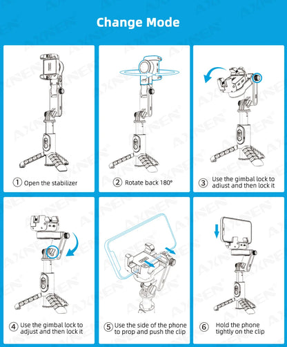 Rotation à 360° suivant le mode de prise de vue Stabilisateur de cardan Selfie Stick Trépied pour iPhone.