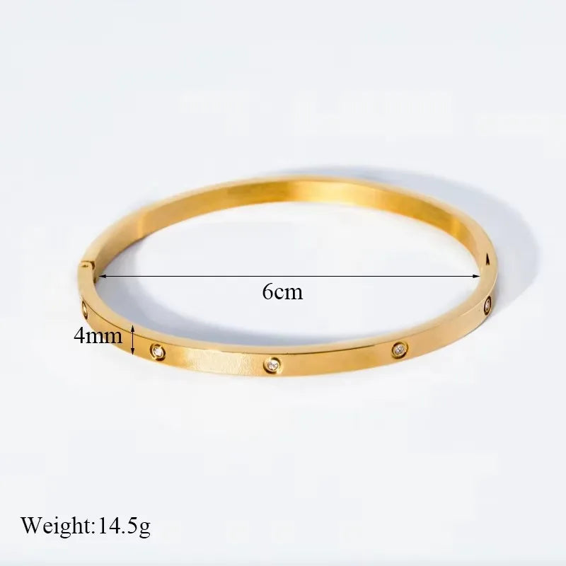 Bracelet tendance en acier inoxydable et oxyde de zirconium pour femme et homme,résistant à la lumière.