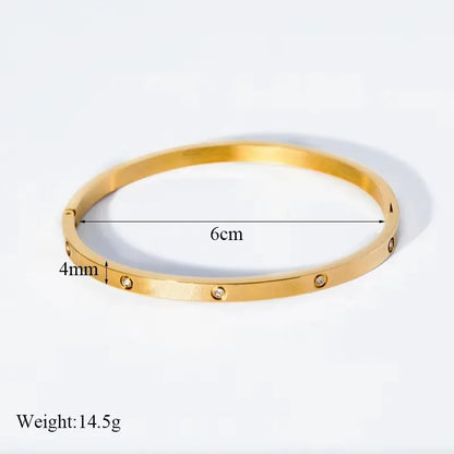 Bracelet tendance en acier inoxydable et oxyde de zirconium pour femme et homme,résistant à la lumière.