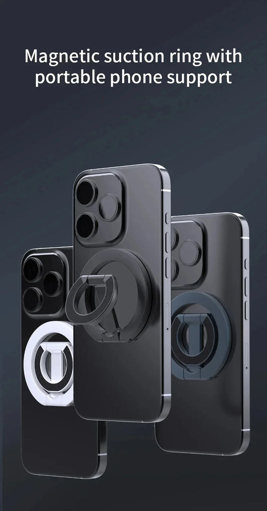 Support d'anneau de téléphone magnétique double face Support de téléphone portable pliable portable Support de voiture Accessoires de téléphone pour iPhone Huawei Xiaomi