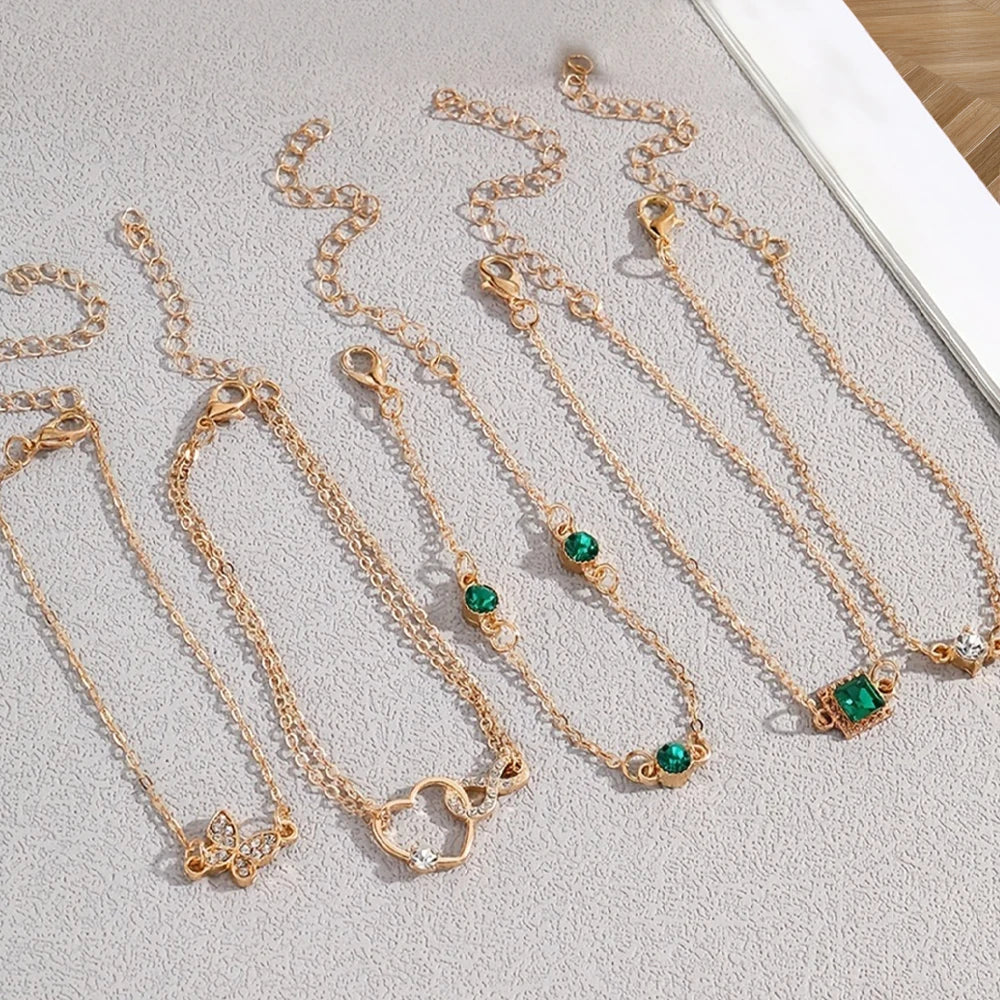 Ensemble de bracelets d'inspiration vintage de 5 pièces avec strass étincelants - Infinity & Geometric Designs, parfait.
