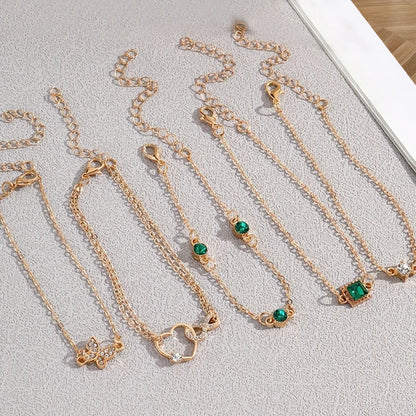 Ensemble de bracelets d'inspiration vintage de 5 pièces avec strass étincelants - Infinity & Geometric Designs, parfait.