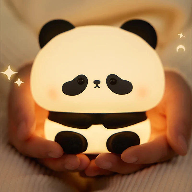 USB Rechargeable LED Veilleuse Mignon Dessin Animé Panda Silicone Lampe Timing Fonction Bureau Chevet Décor Enfants Veilleuse Cadeau