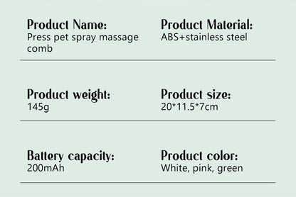 Peigne Vapeur Massant pour Chiens et Chats – Tête Ronde Sécurisée, Dents Souples & Spray Hydratant | Brosse Universelle Anti-Noeuds