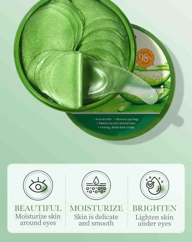 60pcs Aloe Vera Collagène Masque pour les yeux Anti-cernes Élimination des cernes Sacs pour les yeux Hydratant Rafermir Patchs pour les yeux Produits de soins de la peau des yeux