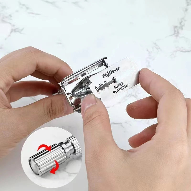 Rasoir de Barbier Pliant pour Hommes – Lame en Acier Inoxydable
