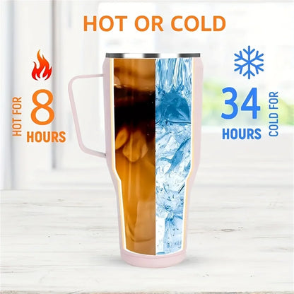 Bouteille d’eau isolée en acier inoxydable 304 de 40 oz, tasse de voiture à café thermique,flacon d'aspirateur froid et chaud avec paille et poignée, pour le sport