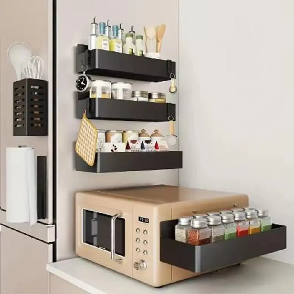 Lot de 2 Étagères Magnétiques Réglables – Organiseur de Cuisine & Épices