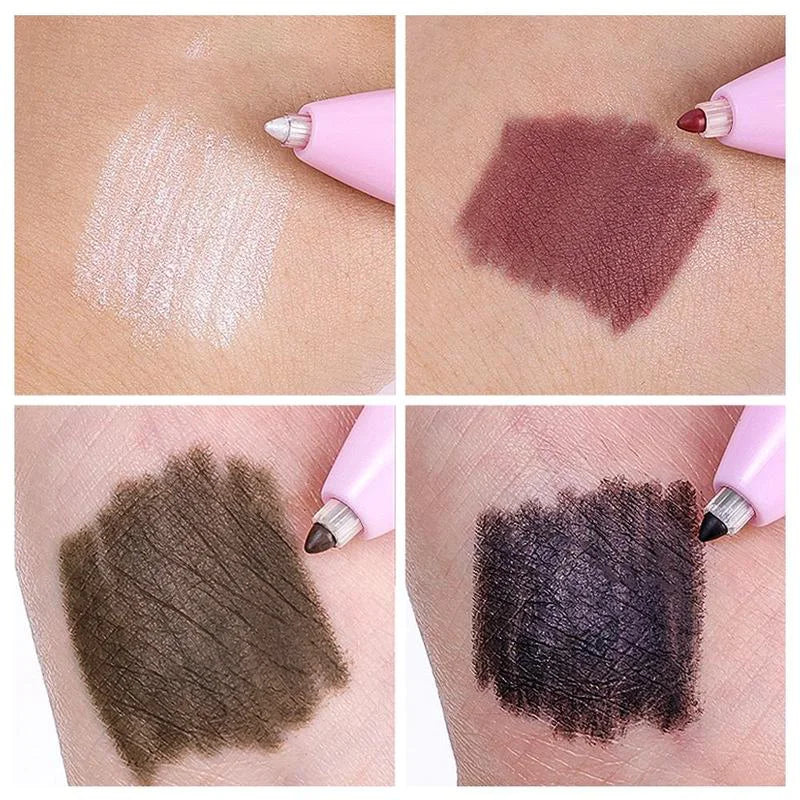 Ensemble de 4 couleurs de crayon à lèvres, d’eye-liner et de crayon à sourcils multifonctions 4-en-1