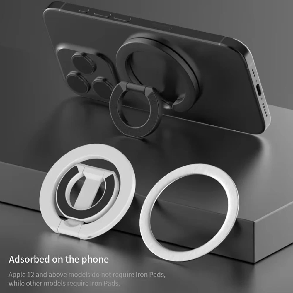 Support d'anneau de téléphone magnétique double face Support de téléphone portable pliable portable Support de voiture Accessoires de téléphone pour iPhone Huawei Xiaomi