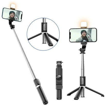 360 Rotate Mobile Phone Holder Selfie Stick Tripod Outdoor Photography Vlog Video Recording with Wireless Remote For Smart phone