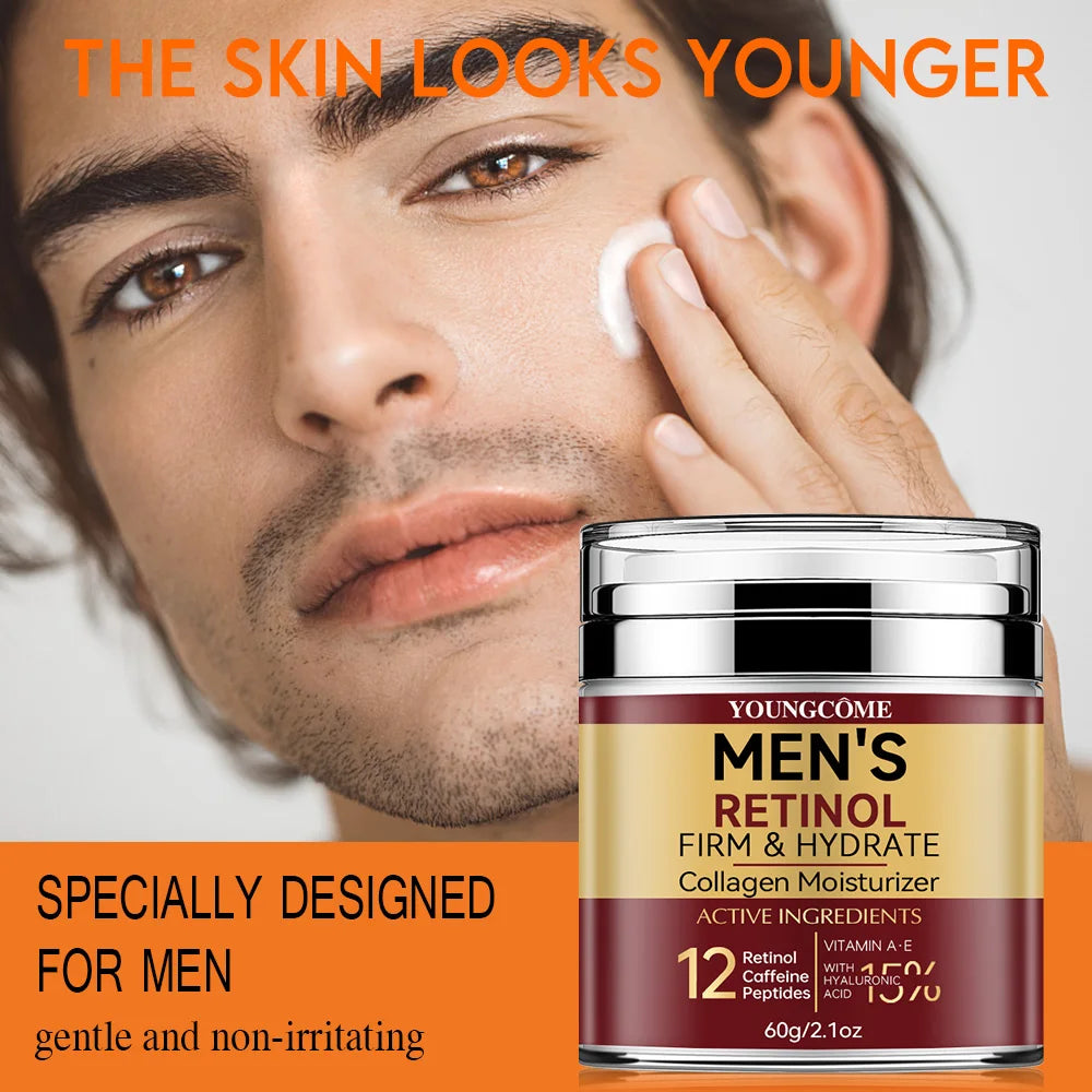 Crème Visage Raffermissante pour Hommes – Rétinol, Collagène & Éclat