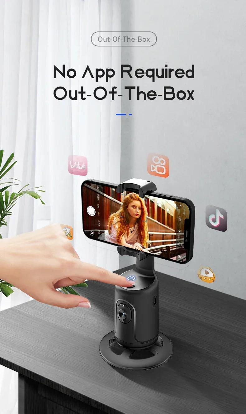 Rotation à 360 Suivi automatique du visage, trépied Smart Selfie Stick Suivi rapide, visage et des objets Cameraman Robot Mount