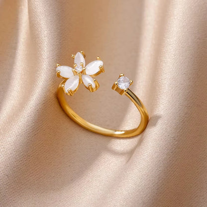 Bague Ouverte Femme en Acier Inoxydable Doré – Design Croix avec Zircon | Bijou Esthétique & Tendance – Idée Cadeau Mode